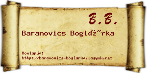 Baranovics Boglárka névjegykártya